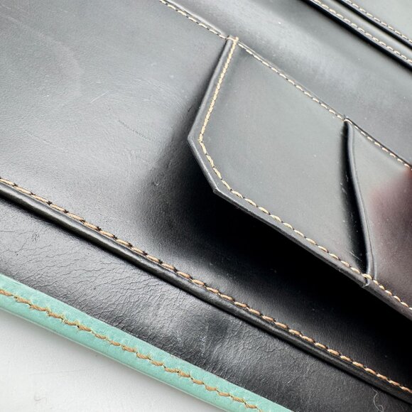 Franklin Covey Full-Grain Leather Planner Cover 7 X 4.25 Turquoise Strap Vtg - Picture 13 of 16